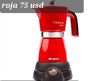 Red Portable Electric Espresso Maker 3 or 6 Cups/Cafetera Roja Portable  Electrica Espresso de 3 o 6 Tasas 