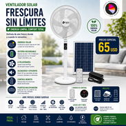🌬️ VENTILADOR DE PEDESTAL RECARGABLE 16” DE CORRIENTE Y SOLAR– COLOR BLANCO 🌬️  ✅ Panel solar incluido - Img 55477181