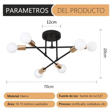 LAMPARA DE TECHO MODERNA DE 6 LUCES - 4/5