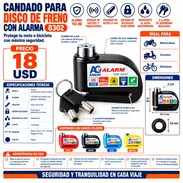 🔐 CANDADO DE DISCO CON ALARMA 8302 🔐 - Img 57807265