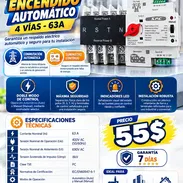TRANSFER DE ENCENDIDO AUTOMÁTICO 4 VÍAS - 63A CON SU FACTURA Y GARANTÍA. VARIEDAD DE ARTÍCULOS PARA SU ENERGÍA SOLAR... - Img 57246040