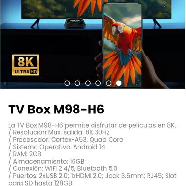 TV Box M98-H6. Se incluye: Mando a distancia y cable HDMI - Img 116333139