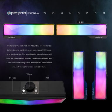 Periphio RGB 2.0 Channel Soundbar Bluetooth | Bocina RGB para PC en La Habana - Img 121491893