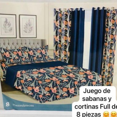 👑Juego d sábana y cortinas full d 8piezas (UH) - 2/3