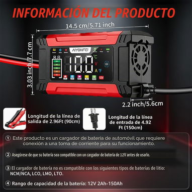 Cargador de batería de 12 V 10 A, cargador inteligente - 2/6
