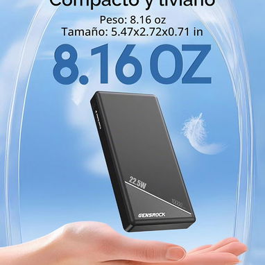 Powerbank GENSROCK 10000 mAh,  carga rápida 22.5W - 6/7