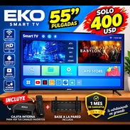 Smart TV 55" marca Eko con cajita interna y base a la pared garantía 1 mes damos factura - Img 57648793