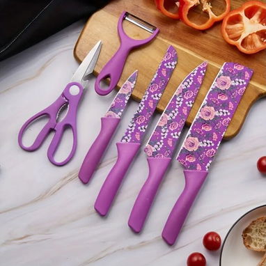 Regalo/Juego d cuchillos calidad profesional de acero piezas q incluye tijeras,pelapapas varios colores excelente regalo - 3/3