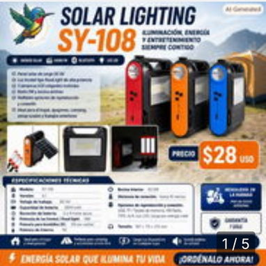 LĂMPARA SOLAR CON SENSOR DE MOVIMIENTO - Img 128165383