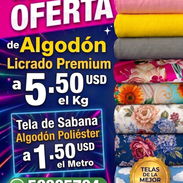 Tela y tejidos de calidad Algodón Licrado Premium y tela sábana estampada algodón poliéster por rollo 5.50 kg de licrado - Img 55843249