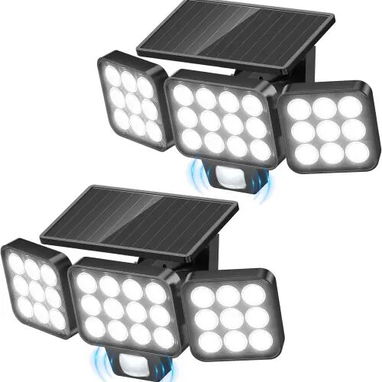 Luces Solares LED Exteriores 3500LM con Sensor de Movimiento PIR, 3 Cabezales Ajustables, Impermeables IP para Patio - 4/4