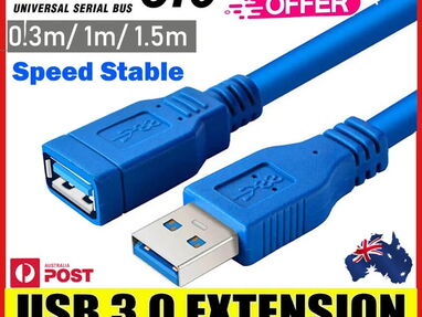 🔵 CABLE USB 3.0 EXTENSOR 🔵   1 METRO DISTANCIA  🔵 HEBRA USB A MACHO USB -- 5.887.2360 - Img main-image