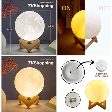 🌕​ LAMPARA LUNA 3D PARA DECORACION 🌕​ LUZ CALIDA 🌕​ BATERIAS INCLUIDAS 🌕​ 5.887.23.60 - Img 114463696