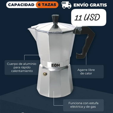 Cafeteras eléctricas de 3 y 6 tasas y cafeteras normales de estufa - 6/8