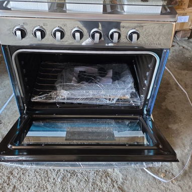 Cocina con horno 6 hornillas de Gas Marca Rudenkov, Tapa de Cristal, Frente espejo, Magneto $350 USD Transporte Gratis - Img 112391027