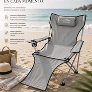 🏖️ Silla Plegable Reclinable con Reposapiés..Estilo y comodidad 🛒 - Img 55945042