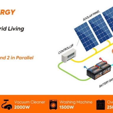 Batería de litio PowMr de 2,56 kWh con carga flash BMS de grado A de 6000 ciclos de 100 A, 25,6 V y 100 Ah, LiFePO4 - 6/9