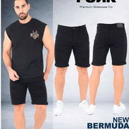 Bermudas mezclilla negras grises y azules  elastizadas - Img 49983646