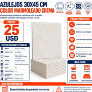 🏠 AZULEJOS 30X45 CM MARMOLEADO CREMA  ✨ Dale un toque elegante y luminoso a tus espacios con nuestros azulejos marmolea - Img 57268058