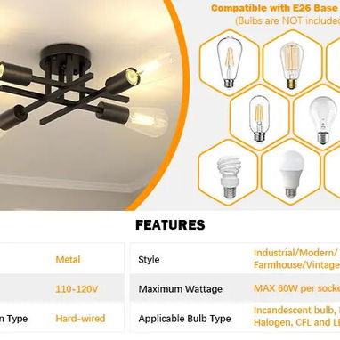 💡🏭 LÁMPARA DE TECHO COLGANTE – LOMOKY | 4 LUCES | ESTILO INDUSTRIAL – 50 USD - Img 118821826