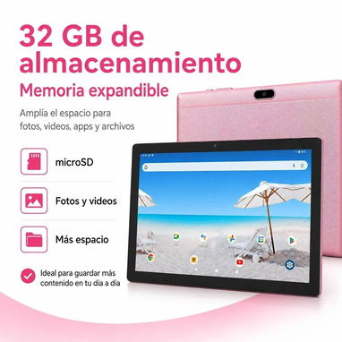Tablet Android 10.1” 32GB 3GB + 5GB RAM – Rosado - 4/5