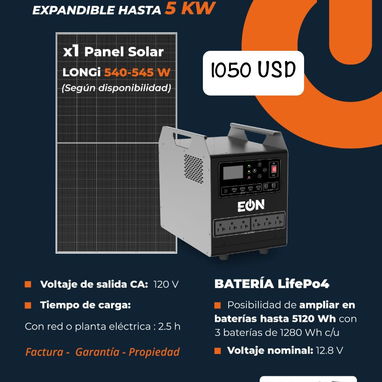🔷 Estación de Carga 1KW - 1280wh / 1000w ✅ EÓN 🔴Con Panel solar 💲1050 USD 🔴Sin panel solar 💲900 USD - Img 118590367