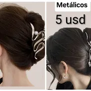 Pellizco de Metal color plateado con perla blanca 12. 5 cm Grande - Img 56745981