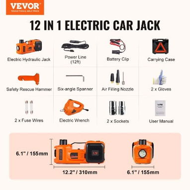 GATO ELÉCTRICO 3 EN 1 CON COMPRESOR DE AIRE (12V) Y LLAVE DE IMPACTO Tienda Online Voypati - Img 110632802