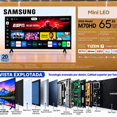 Samsung de 65”(M70HD) Mini LED 4K UHD  Modelo 2026 smart TV IA integrado - 2/9