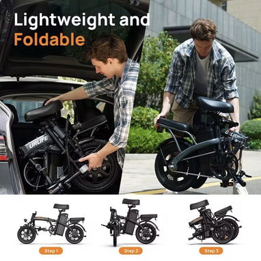 URLIFE Folding Electric Bike 250W 48V 7.5Ah 25km/h Black - 2/5