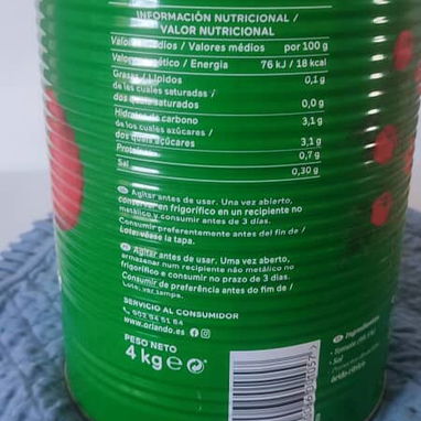 Lata de Puré de Tomate Triturado Orlando - Lata 4kg - 2/3