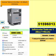 (MV-907) Infinisolar Todo en 1 (6kw+15kwh) ..4000 USD...Garantia 6 meses...Transporte incluido para toda la Habana - Img 57286255