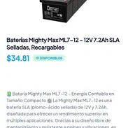 Baterías Mighty Max ML7- 12- 12V 7.2Ah SLA SELLADAS, RECARGABLES. - Img 57566286