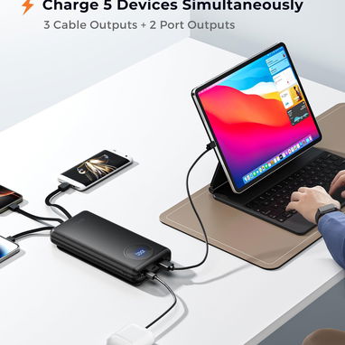 đ POWER BANK JOYFAR 30000MAH 22.5W CARGA RĂPIDA CON CABLES INTEGRADOS + PANTALLA LED ENVĂO + GARANTĂA - Img 123432318