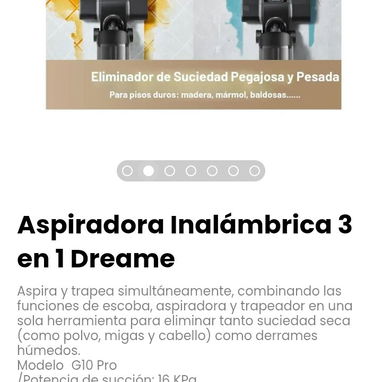 Aspiradora Inalámbrica 3 en 1 Dreame. Aspira y trapea simultáneamente, combina funciones  escoba, aspiradora, trapeador - 2/6