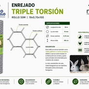 ROLLO 50M PARA JAULAS DE AVES O CONEJOS ENREJADO TRIPLE TORSION 19X0,70X100 - Img 57089727