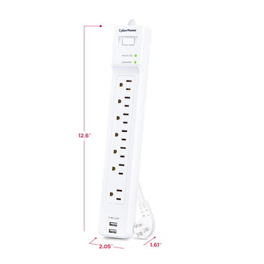 PROTECTOR DE VOLTAJE CYBERPOWER 7 TOMAS 2 USB 2000 JOULES PARA PC TV CONSOLAS ENVÍO DISPONIBLE + GARANTÍA - Img 124125809
