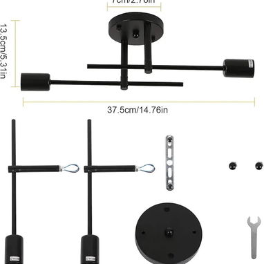 💡🕰️ LÁMPARA COLGANTE RISSERVA | VINTAGE NEGRO | 2 BRAZOS AJUSTABLES – 35 USD - Img 118851474
