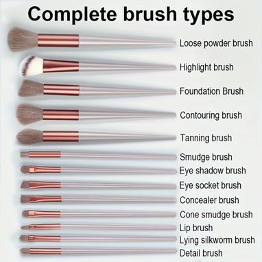 Brocha maquillaje 13 piezas - Rosa pálido 🩷 - Suaves 🌐 - 3/5