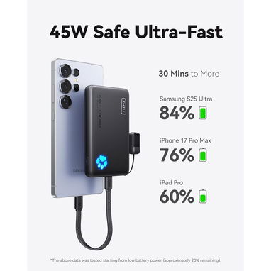 POWER BANK INIU 10000MAH 45W USB-C CABLE DESMONTABLE VIAJE ENVÍO DISPONIBLE + GARANTÍA - 2/9