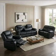💥 Juegos de muebles reclinables 3,2,1 plaza ✓Material: Cuero de aire  ✓: negro, carmelita y gris 2500 - Img 55731478