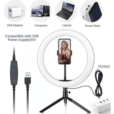 Ring Light LED de 10 pulgadas con soporte para teléfono y trípode | Creacion de Contenido | N... | videojuegoshabana.com - Img 124239185