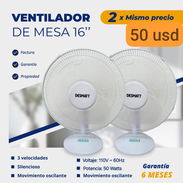 *Ventilador de Mesa Marca DESMATT de 16 pulgadas, 2 en una Caja* - Img 55889497