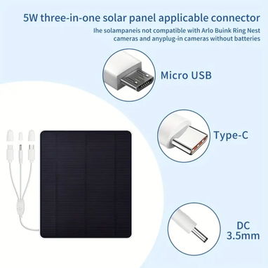 Panel solar para cámaras, celulares, tablets, powerbanks, ajustable a 360 grados y con varios conectores - Img 118245292