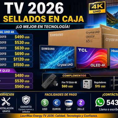 📺🔥 TV 4K y QLED 2026 NUEVOS SELLADOS | EN CAJAS CON GARANTÍA LAURIMAX ENERGY SAMSUNG HISENSE TCL INSIGNIA W 54389456 - Img 120819096