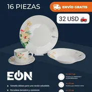 Set de Vajilla de Porcelana Floreado, 16 piezas Marca EÒN* - Img 57082369