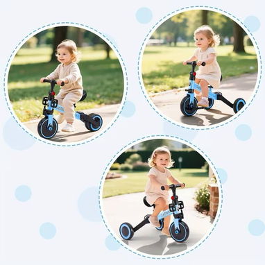 Triciclo Convertible 3 en 1 para Niños Azul - 3/5