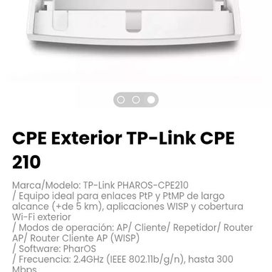 CPE Exterior TP-Link CPE 210. Software: PharOS - Img 127303034