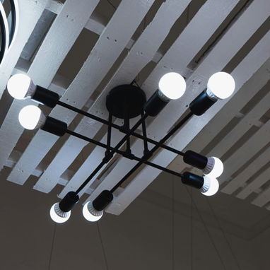 ✅lámpara de techo estilo Sputnik o nórdico industrial en color negro con 8 luces ✅ - 2/2