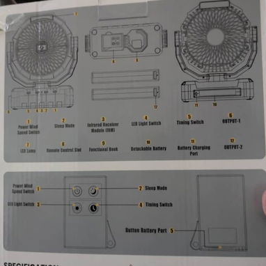ventilador portatil recargable CON DOS BATERIAS DE 24 000 mAh cada una, en total 48000mAh - Img 125924984